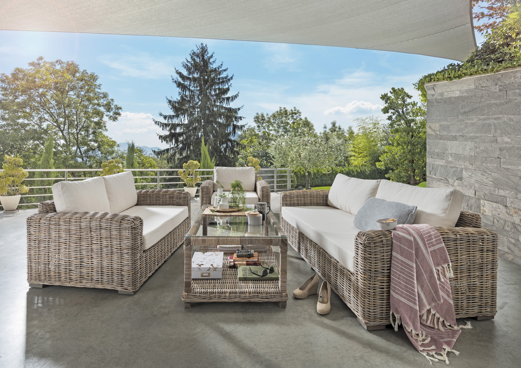 Rattan-Sessel | SPLIT | 90 cm grau
