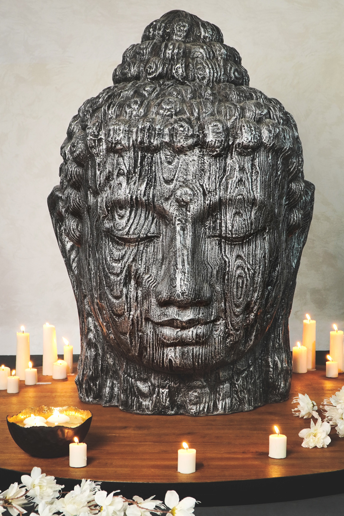 XXL-Kopf BUDDHA | 110 cm | anthrazit GRC Beton