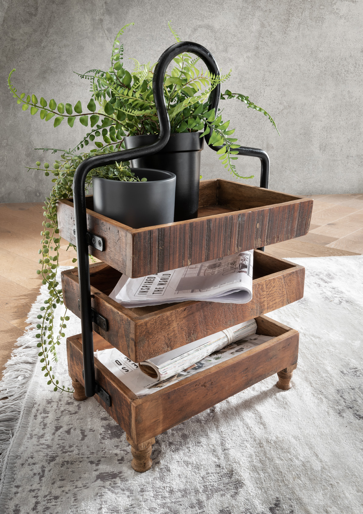Etagere REGAL-2 | Metall / Holz | 64 cm hoch