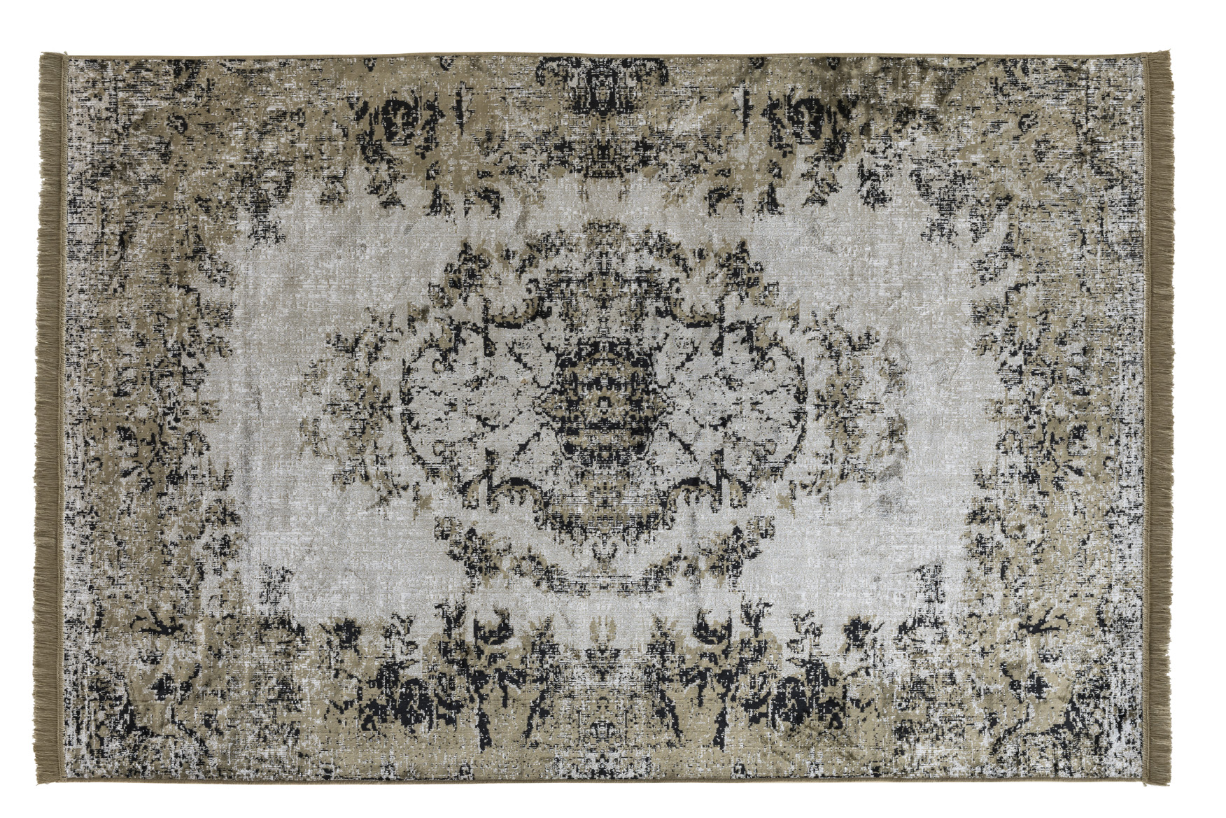 Vintage-Teppich VAN DYCK, 170 x 240 cm | grün | traditionelle Ornamente  | Used-Look