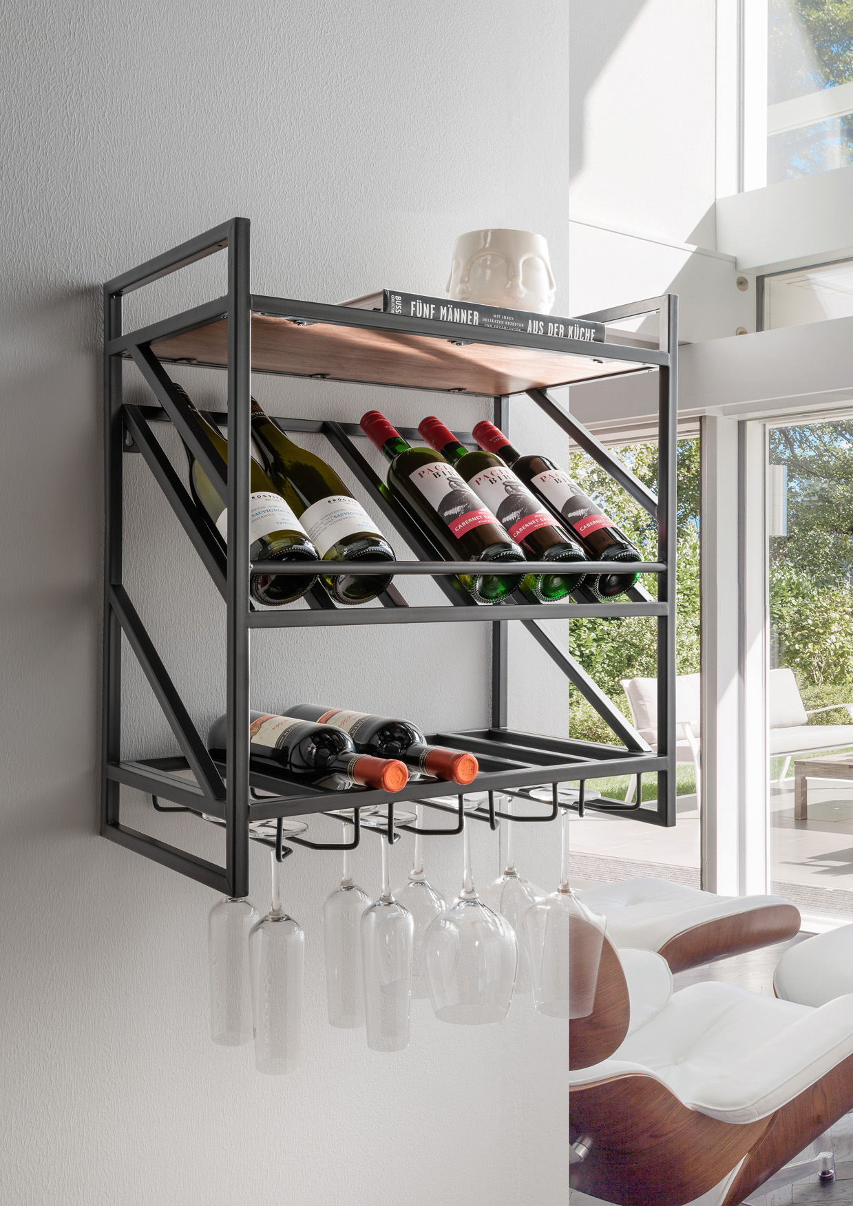 Weinregal VINOTHEK-2 | hängend | 6 Flaschen | Metall/Holz