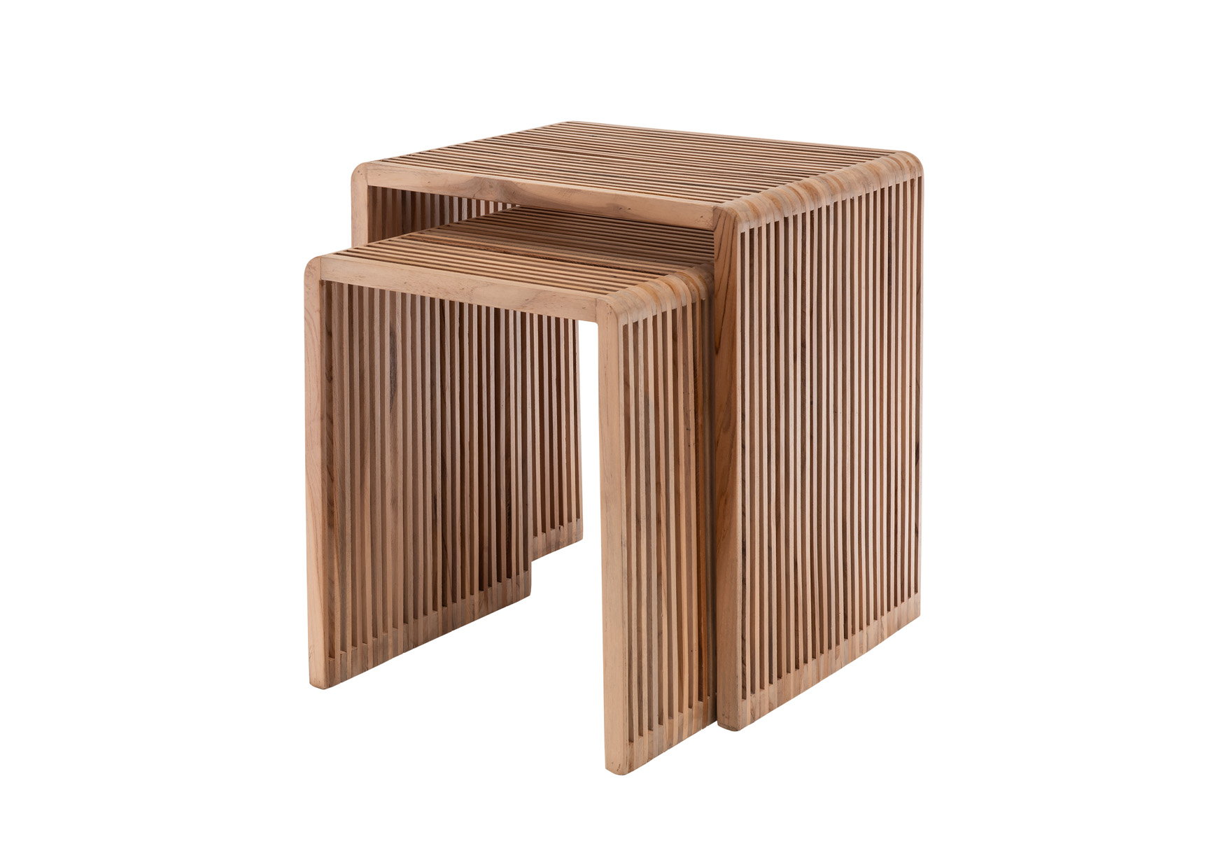 Beistelltisch WOODY-2 | 2-er Set | recyceltes Teakholz