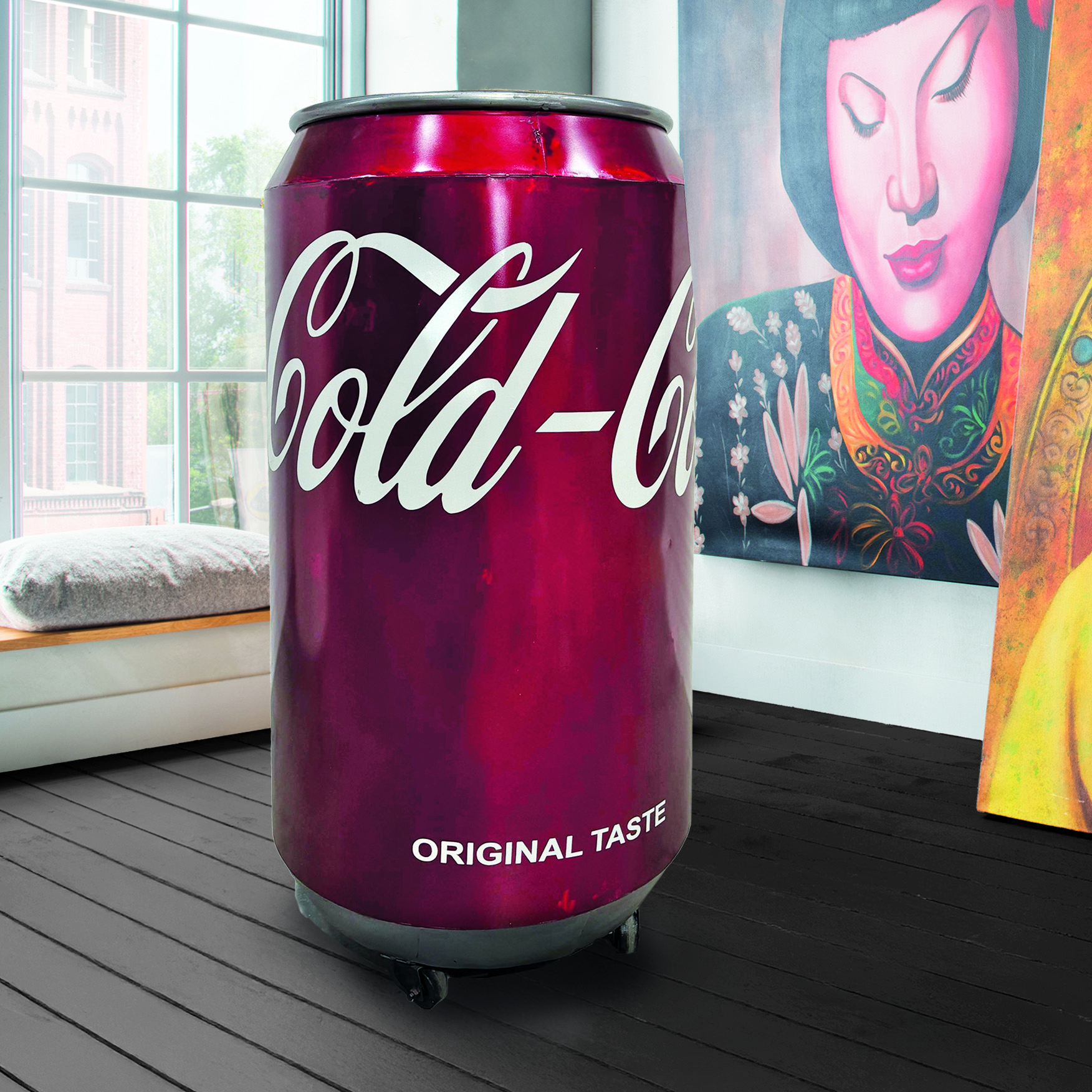 Stehbar COLA-DOSE | Metall vintage rot | Mangoholz