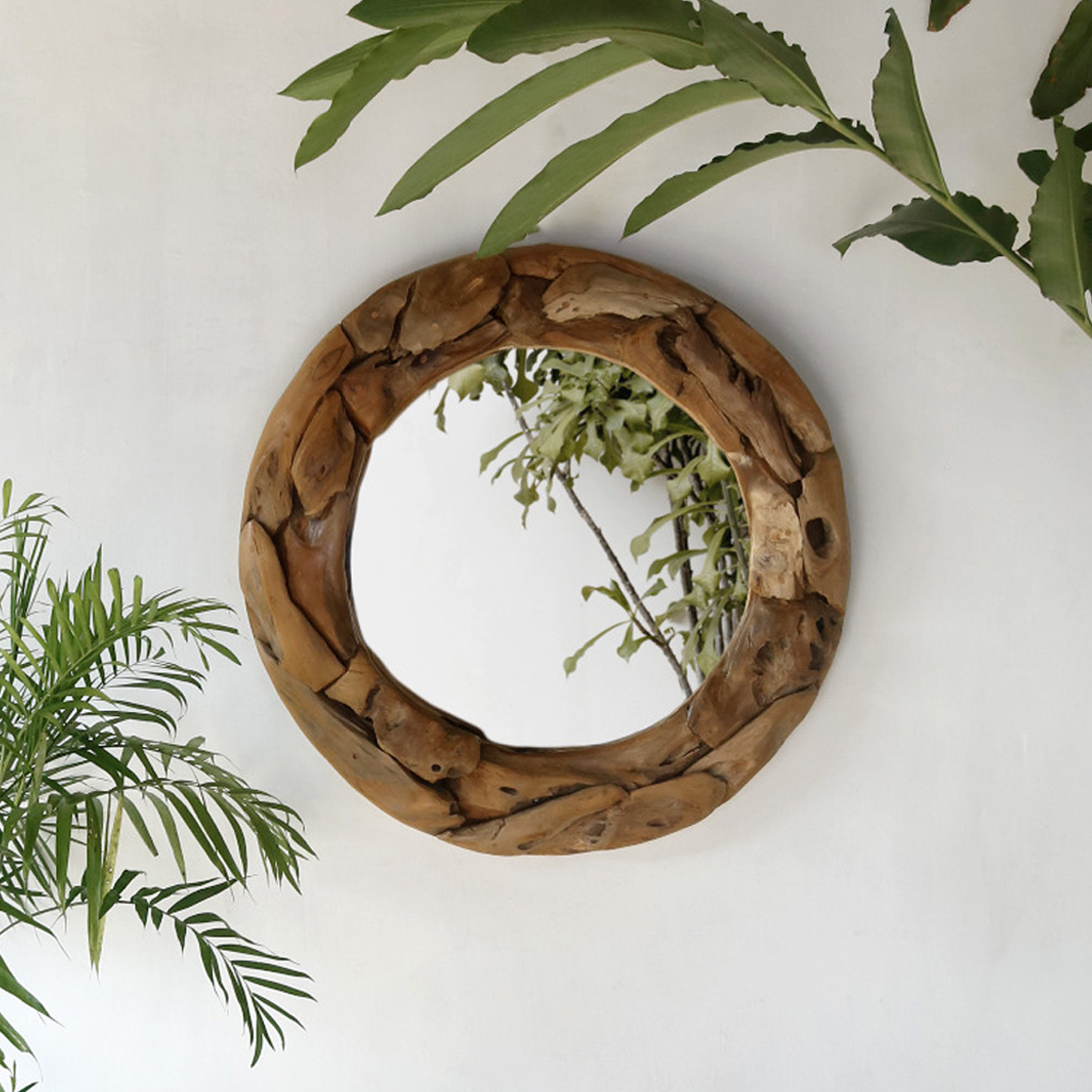 Spiegel PRIMI | recyceltes Teakholz | rund 70 cm