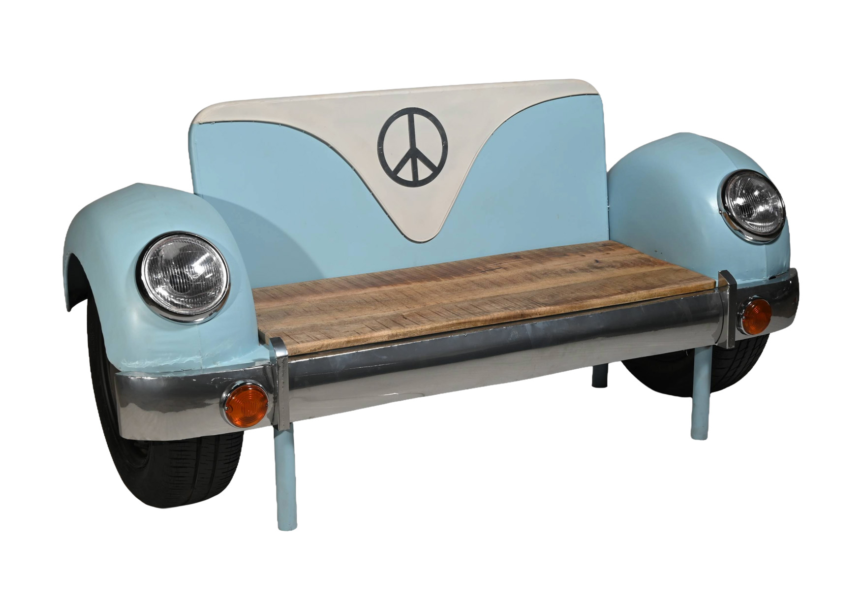 Autosofa-Bank HERBY | 2-Sitzer Front | mit Holzsitz | 173 cm