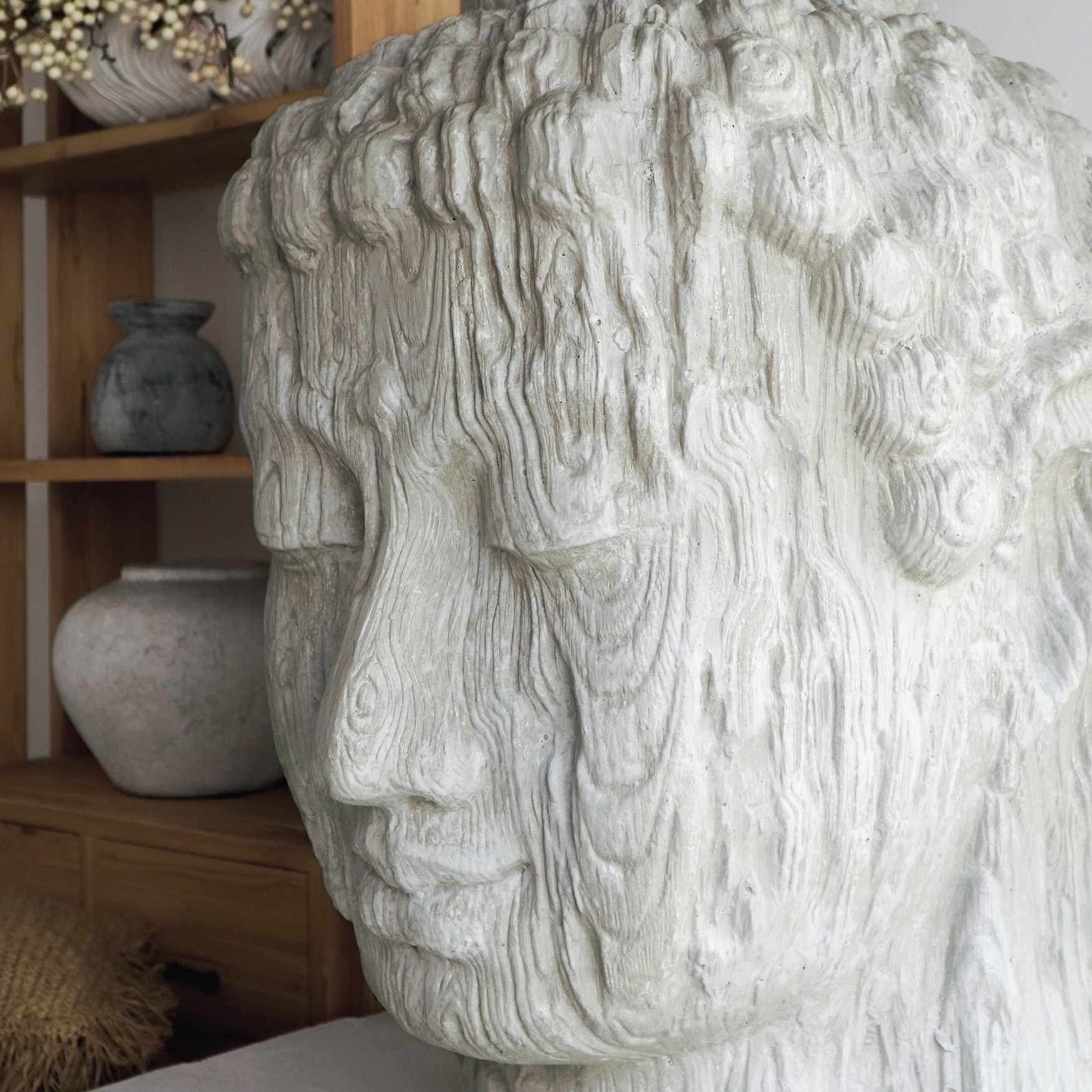XXL-Kopf BUDDHA | 110 cm | natur GRC Beton