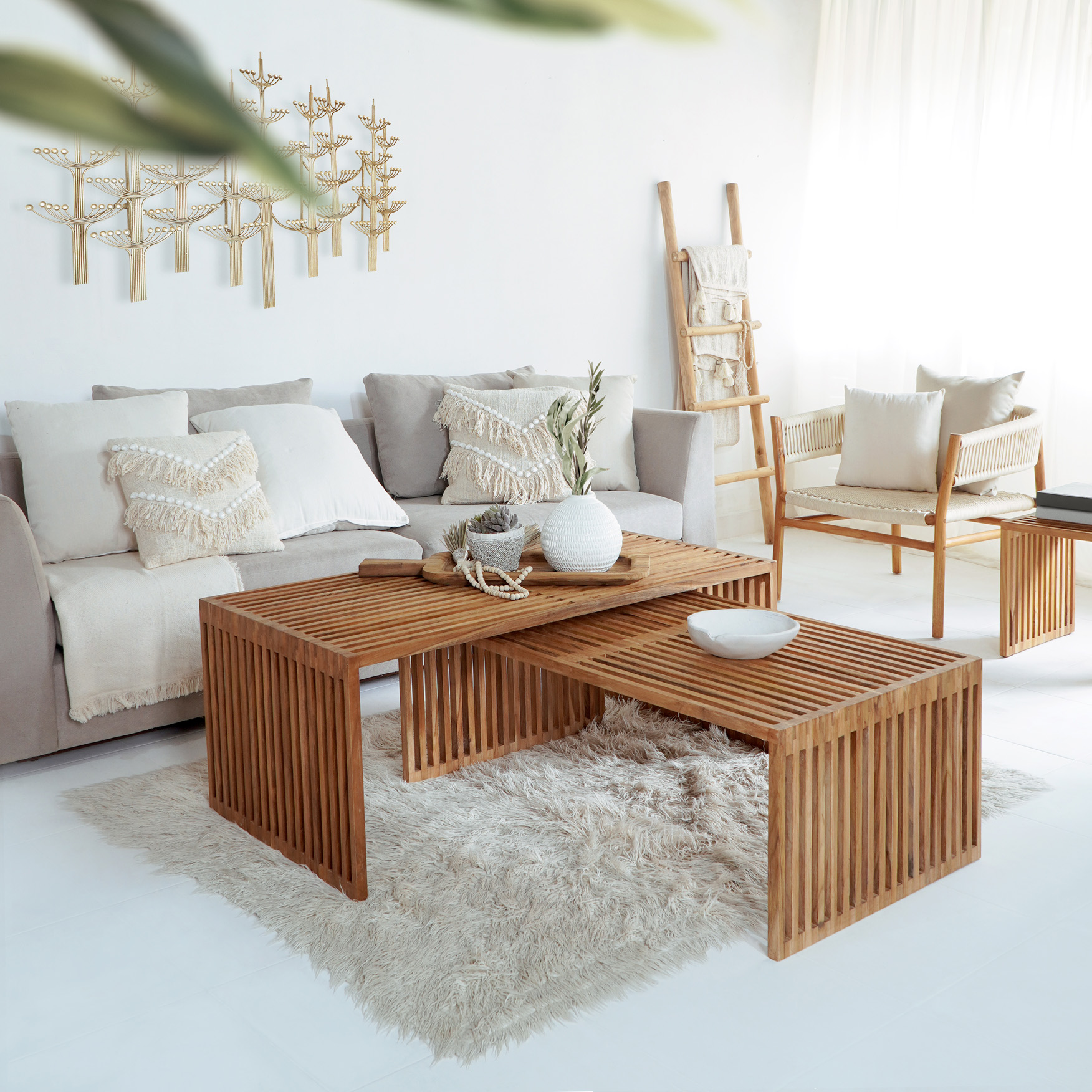 Couchtisch Set 2-teilig LINEA  | Teakholz massiv