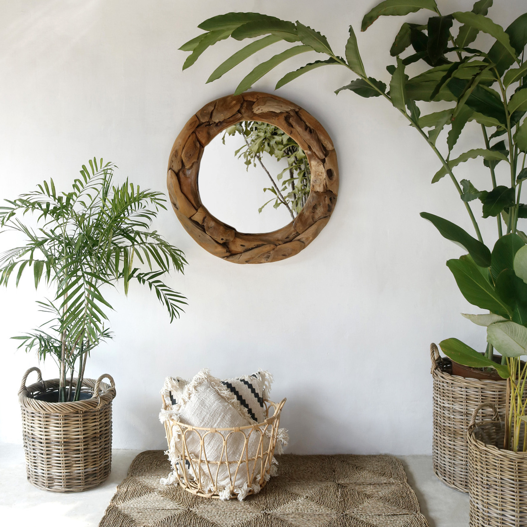 Spiegel PRIMI | recyceltes Teakholz | rund 70 cm