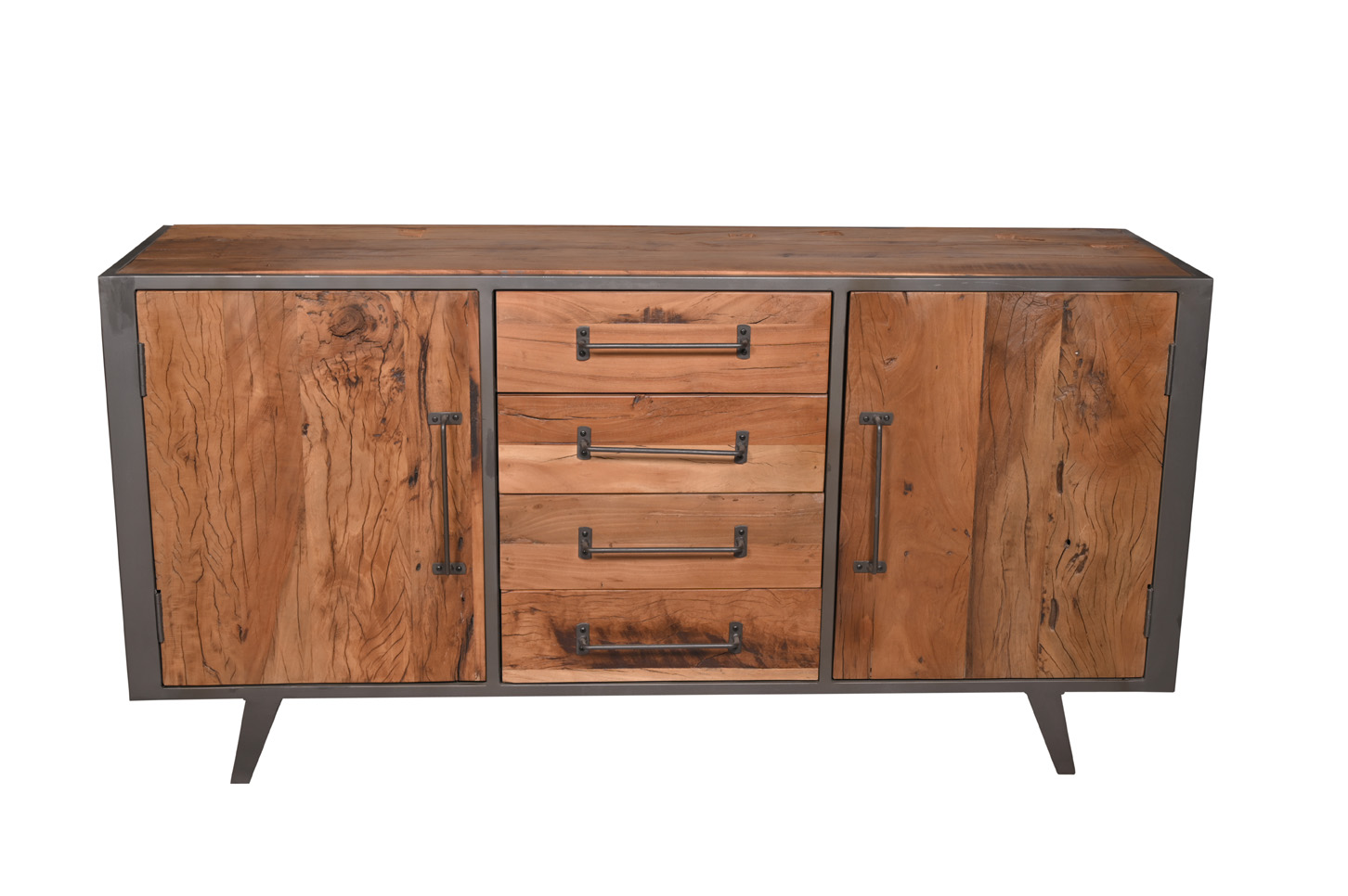 Sideboard OLDWOOD | recyceltes Altholz | Metall gun-metal | 160 cm breit
