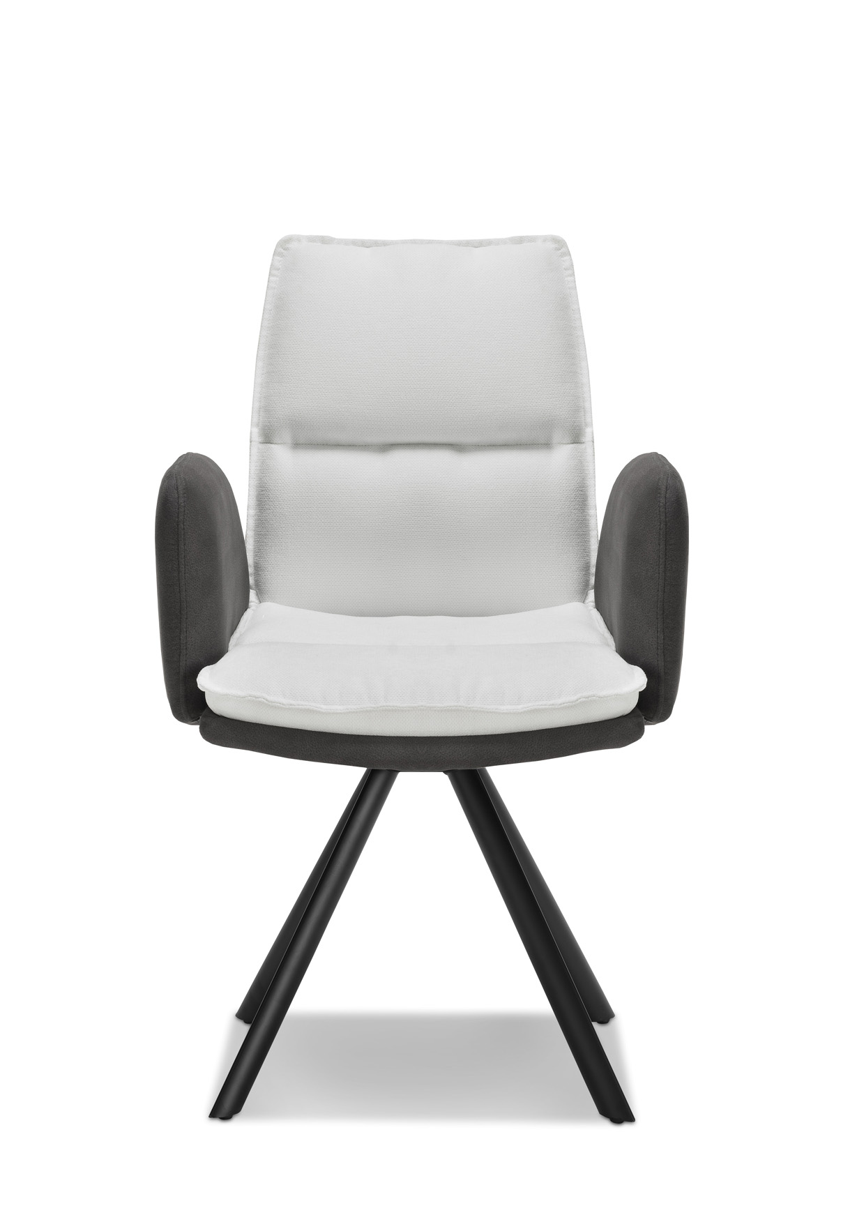 2er-Set Polsterstuhl HELLE | Bezug offwhite | drehbar Metall schwarz