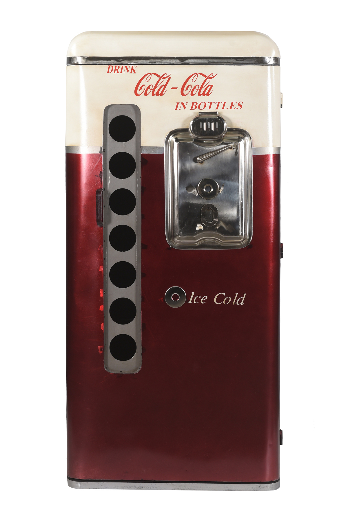 Barschrank Retro COLD-COLA | Metall vintage rot/weiss| B/H: ca.73 x 152 cm