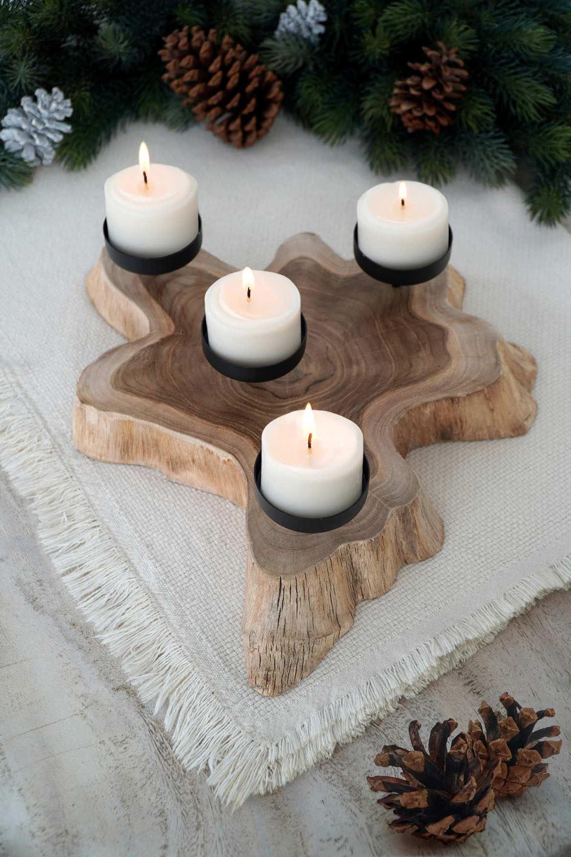Kerzenhalter |4FLAMES | Teak/Eisen