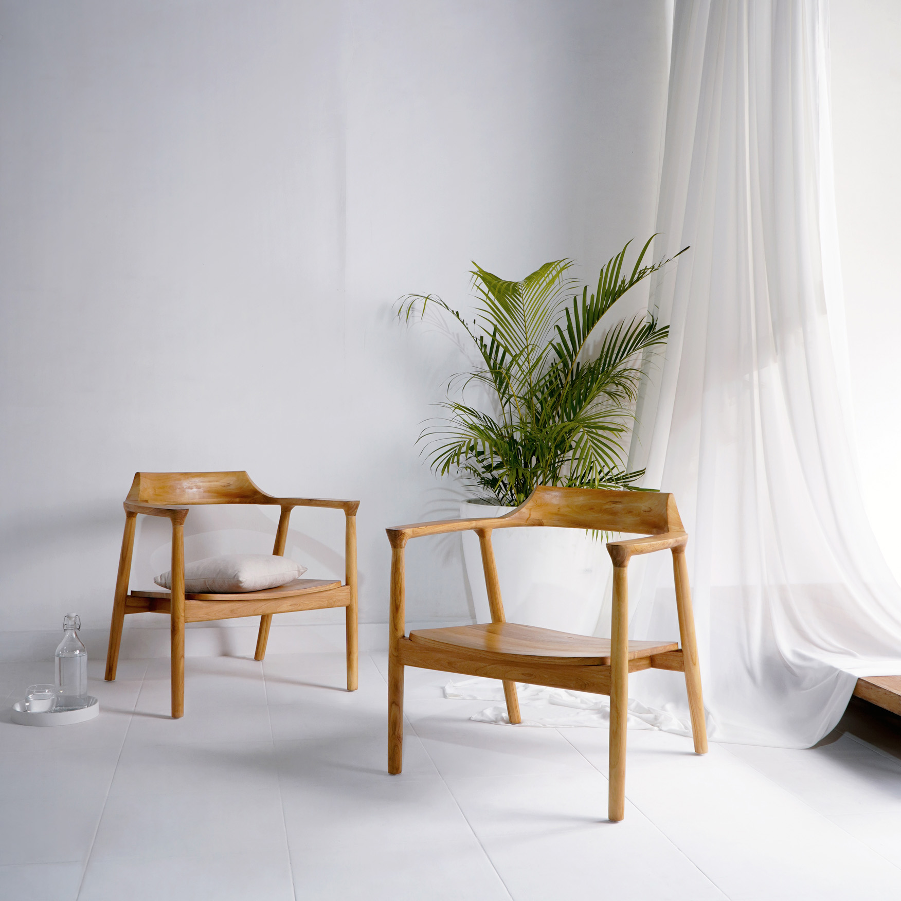Loungsessel DESIGN-1 | Teak massiv | Polstersitz beige