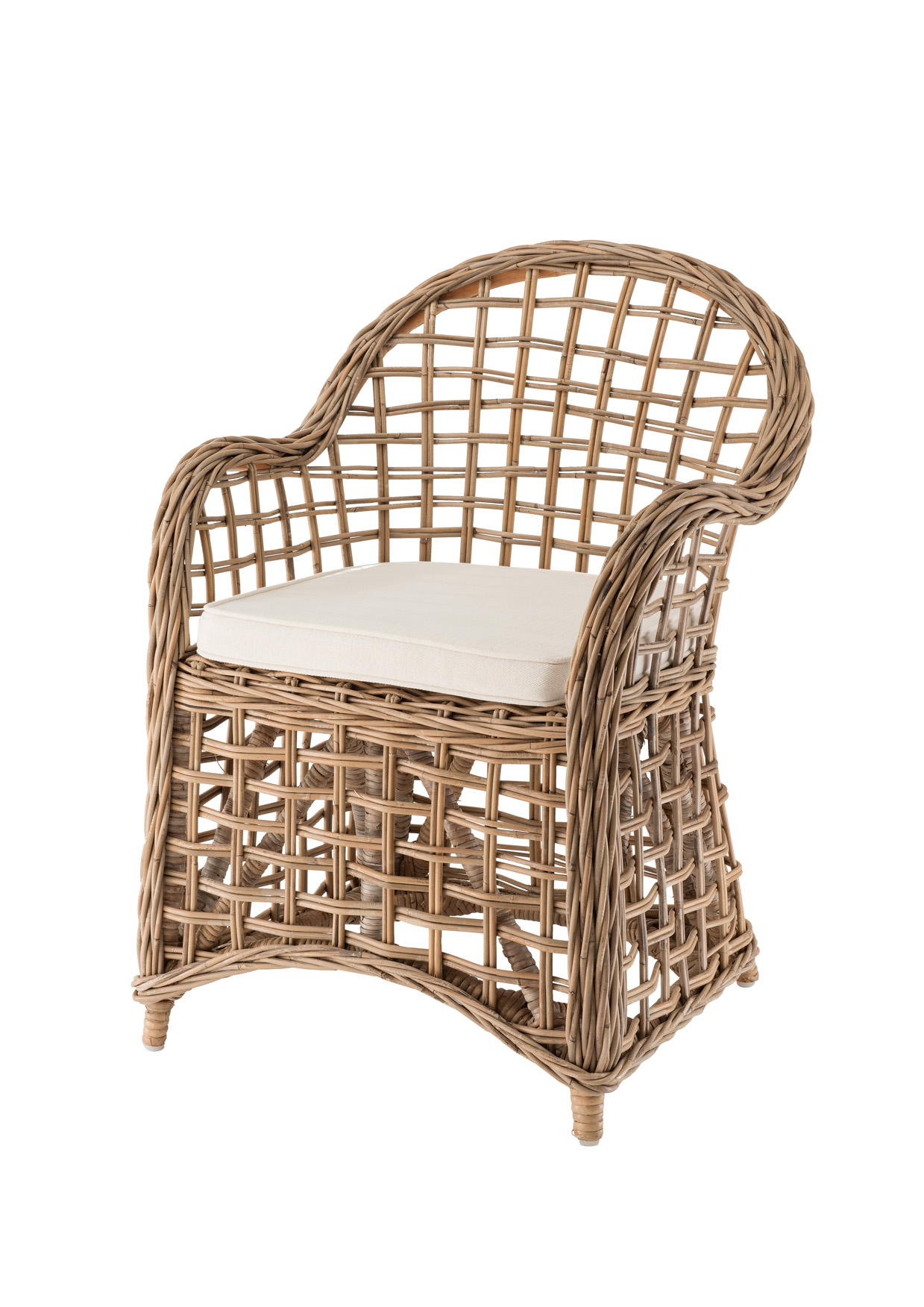 Rattan-Sessel DUSA| grau-washed | mit Kissen