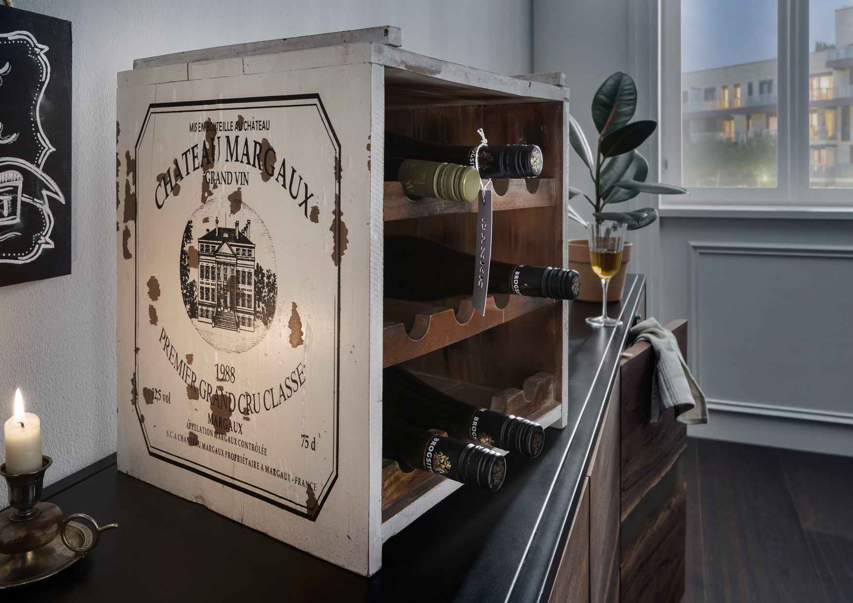 Weinregal stapelbar | VINO | Holz vintage weiß