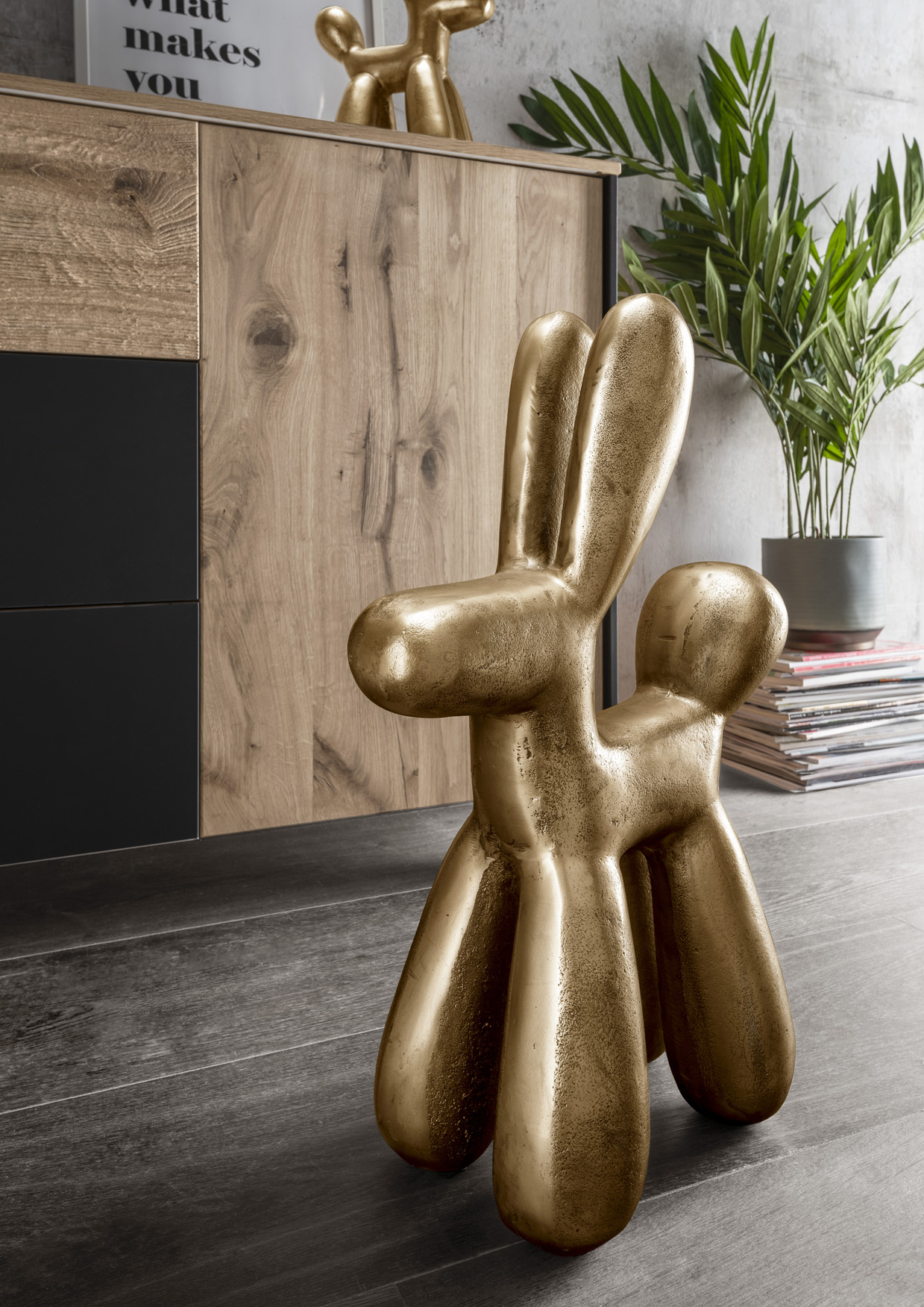 Deko-Figur DOG 2 | Aluminium, antik-gold | groß