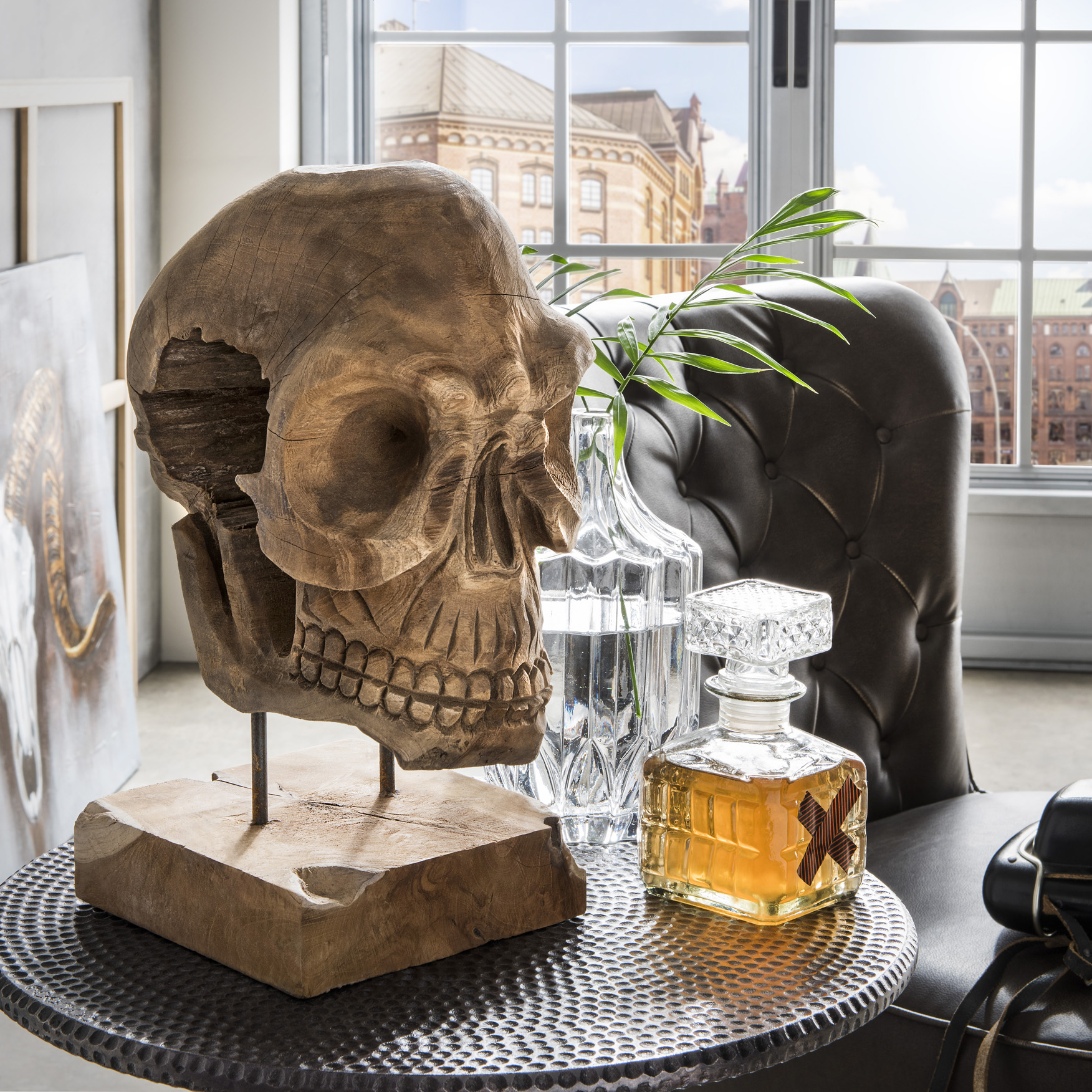 Deko-Totenkopf aus Holz