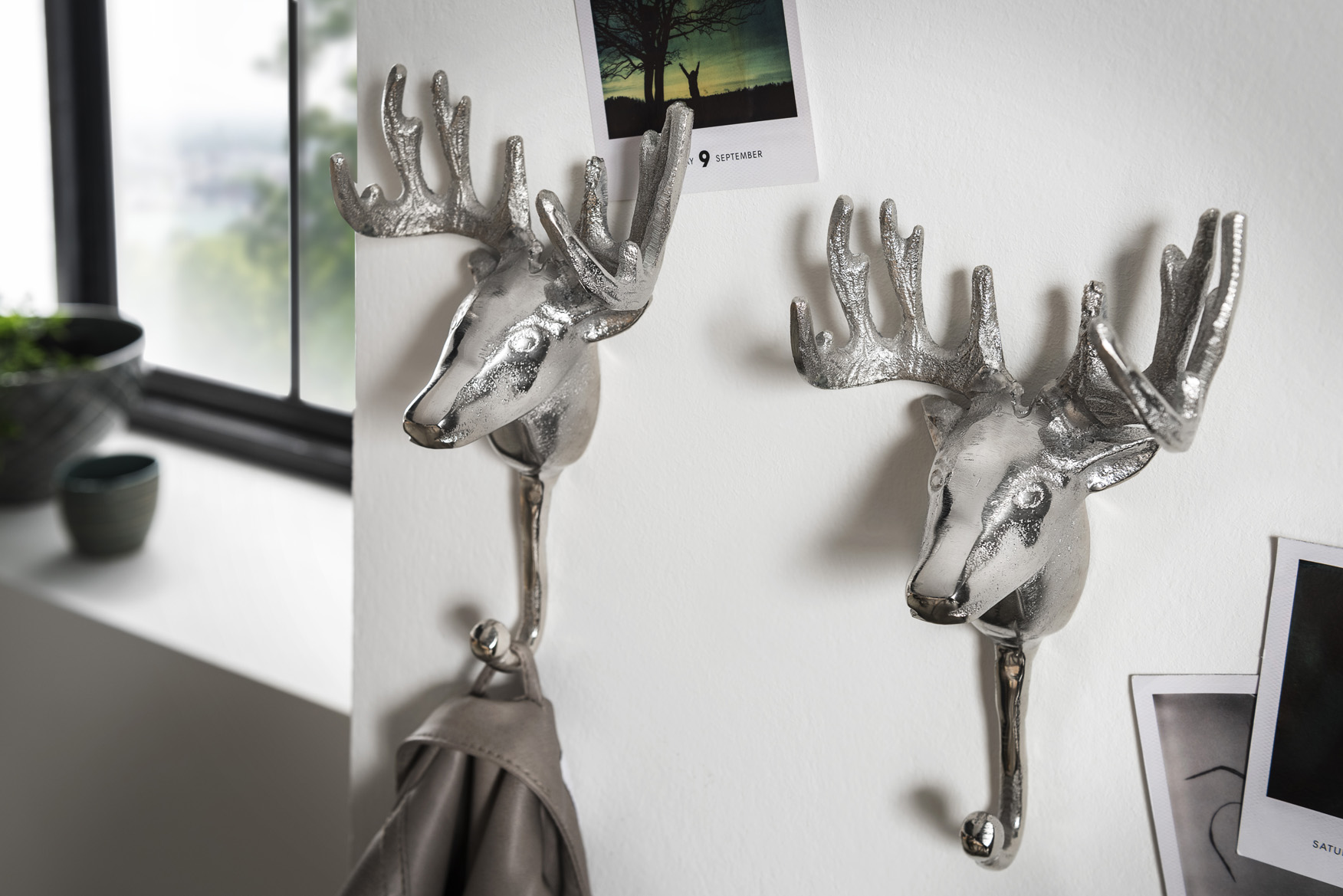 Kleiderhaken HIRSCH | Aluminium, natur vernickelt