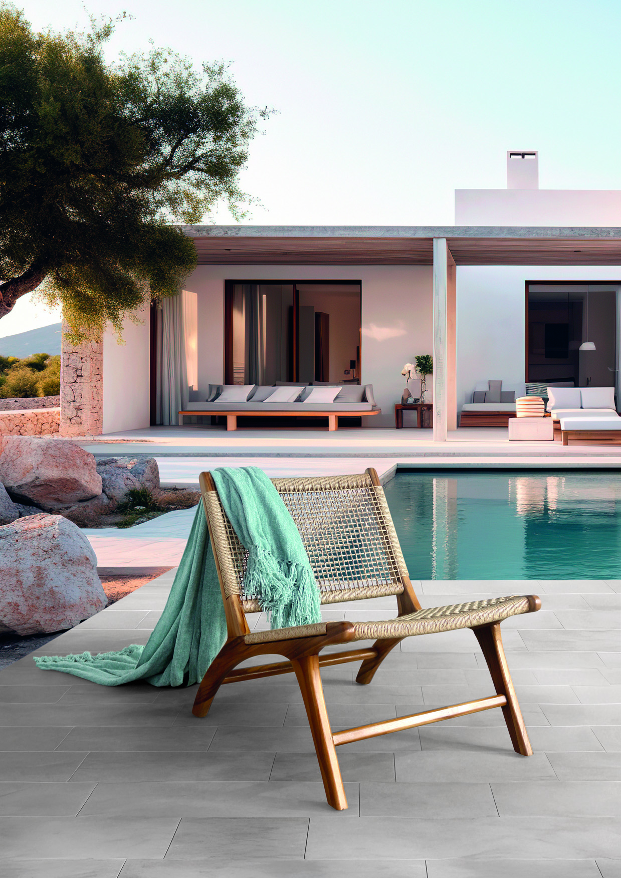 Garten Lounge-Sessel PARIS | Teakholz/Polyrattan natur