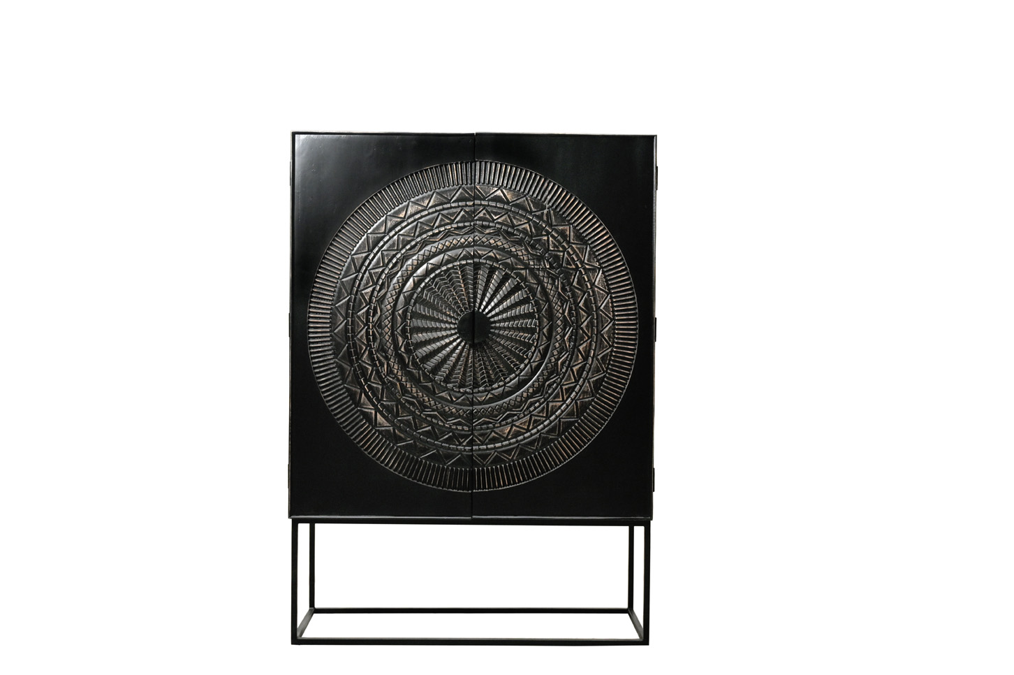 Solitärschrank MAHAL | Mangoholz vintage-schwarz | ca. 116 x 160 cm
