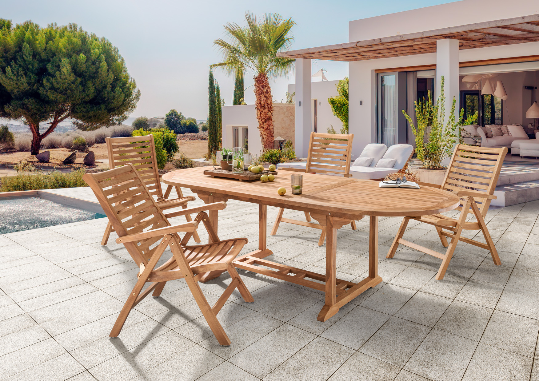 Garten-Esstisch MODENA | Teak | oval | ausziehbar | 180 (240) x 100 cm