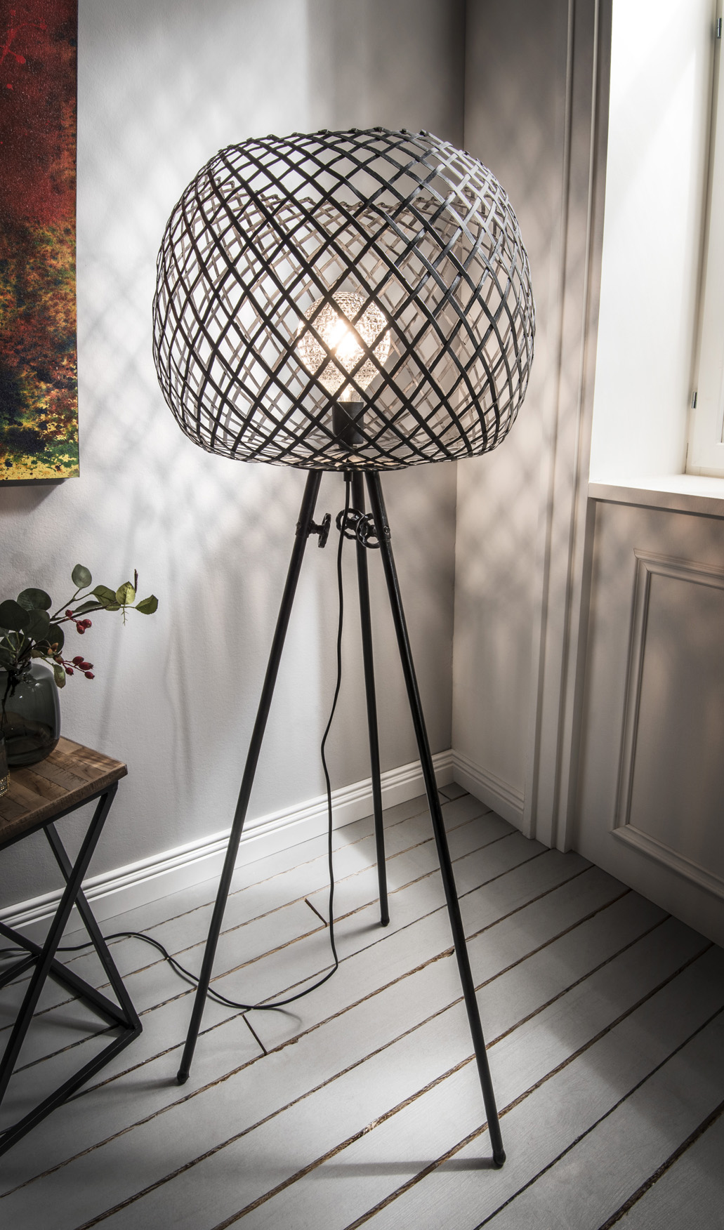 Stehleuchte CHARLY | Metall schwarz | 55 cm / 137 cm hoch